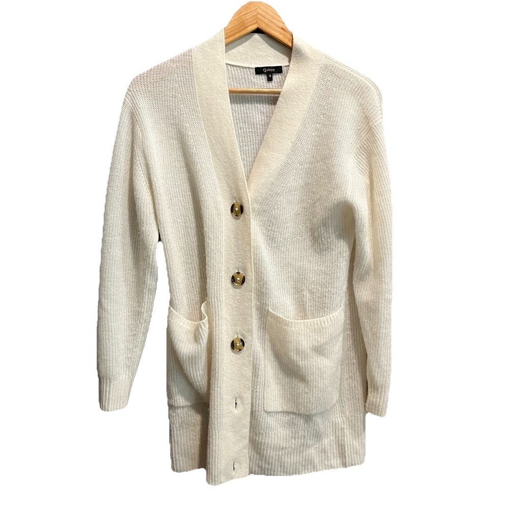 Quince Ivory Baby‎ Alpaca Wool Oversized Women's Cardigan Size Small